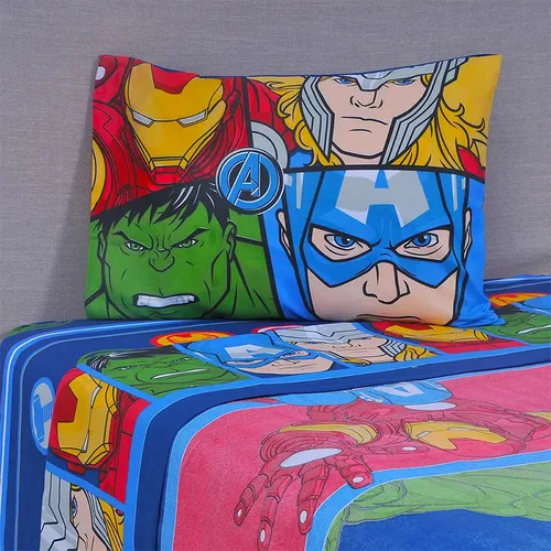 Set De Sábanas Microfibra Single Avengers Mashini Verde Oscuro