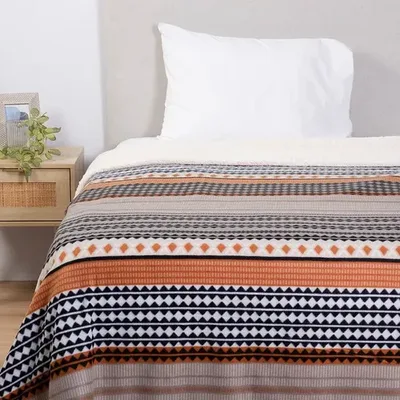 Frazada Polar Sherpa Estampada 1.5 Plazas Coral Claro
