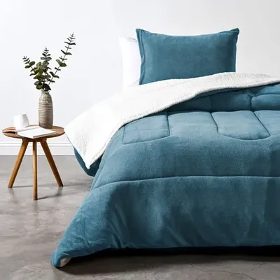 Plumón Coral Sherpa Liso 1.5 Plazas Turquesa Turquesa