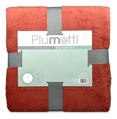 Frazada Flannel Térmica 2 Plazas Poliéster Terracota