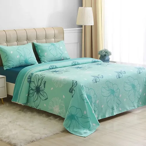 Set De Sábanas Polar King Estampadas Flores Verde Oscuro