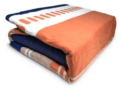 Set De Sábanas Polar King Franjas Salmon Azul Verde Oscuro