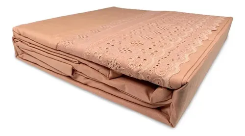 Set De Sábanas Broderie Algodón Poliéster 1.5 Plazas Verde Oscuro