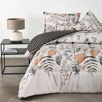 Plumón Estampado 2 Plazas Microfibra Poliéster Coral Claro