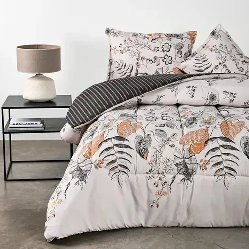 Plumón Estampado 2 Plazas Microfibra Poliéster Coral Claro