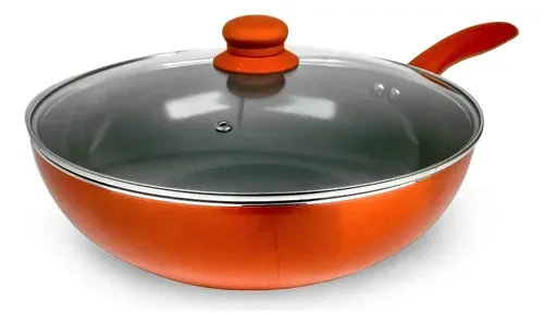 Wok Antiadherente Titanio 30cm Cocina Coral Claro