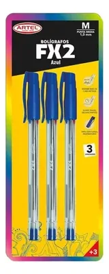 Bolígrafo Fx 1.0mm Tinta Azul Pack 3 Unidades Amarillo