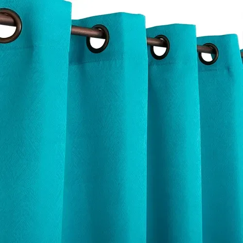 Cortina Jacquard 2 Paños Poliéster Tarapacá Turquesa
