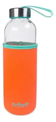 Botella De Vidrio 525ml Reutilizable Con Funda Coral Claro