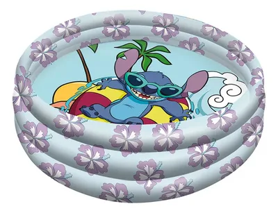 Piscina Inflable Infantil 3 Anillos 90cm Stitch Azul