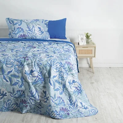 Set De Sábanas Y Quilt 1.5 Plazas Poliéster Aloe Verde Oscuro