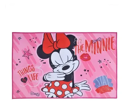 Bajada De Cama Infantil Minnie Cute Poliéster Coral Claro