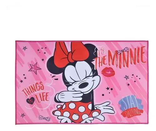 Bajada De Cama Infantil Minnie Cute Poliéster Coral Claro