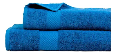 Set 2 Toallas Algodón 500 Grs Cara Y Baño Azul