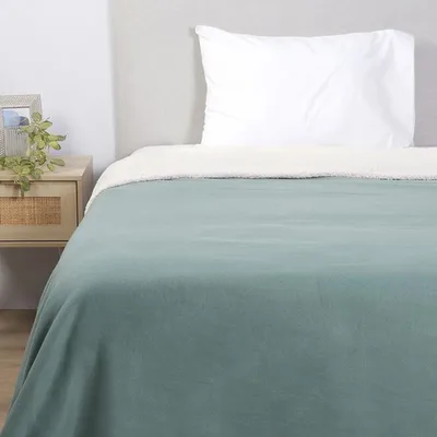 Frazada Polar Sherpa Lisa 1.5 Plazas Suave Celeste