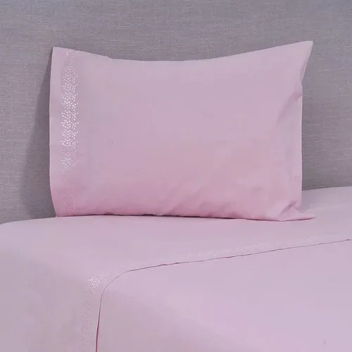 Set De Sábanas 144 Hilos Bordadas 1.5 Plazas Rosa