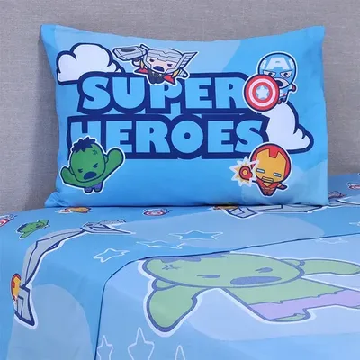 Set De Sábanas Microfibra Single Avengers Kawaii Verde Oscuro