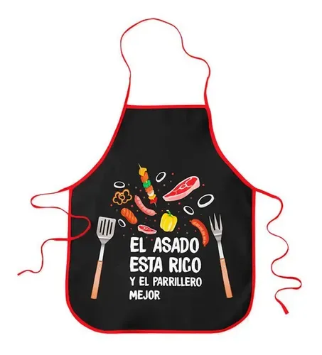 Delantal De Cocina Poliéster Anticucho Negro Negro