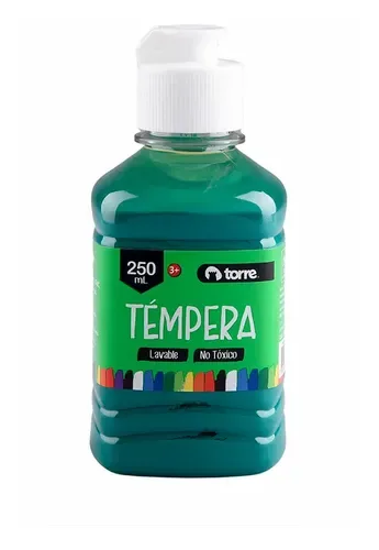 Témpera Escolar 250ml Verde Torre Lavable Verde
