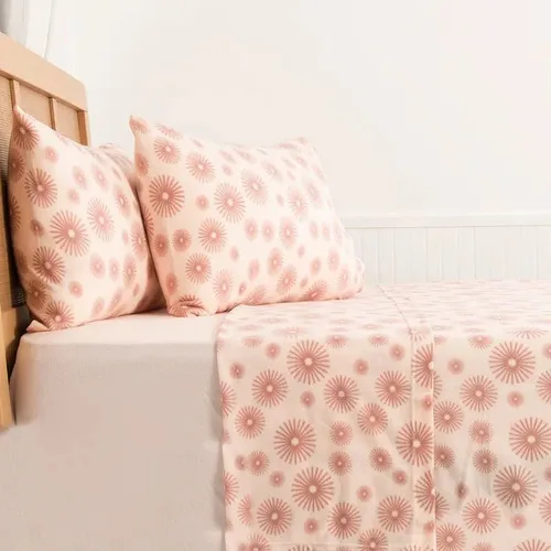 Set De Sábanas Polar Estampada 2 Plazas Soft Touch