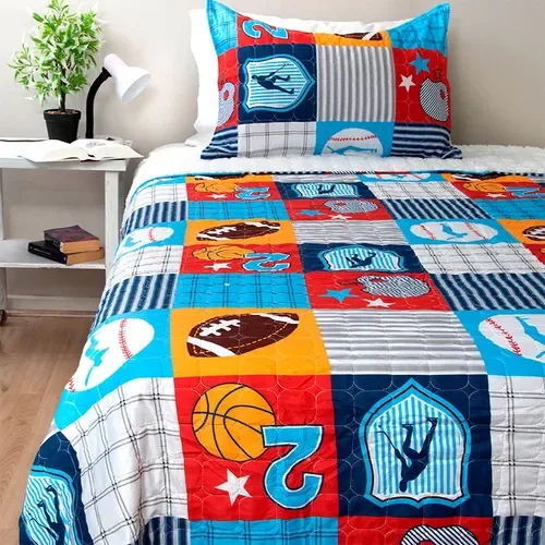 Quilt Sherpa Infantil 1.5 Plazas Poliéster Deportes Coral Claro