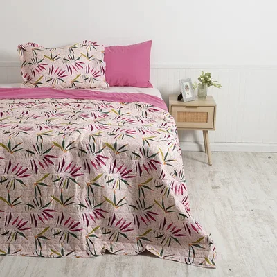 Set De Sábanas Y Quilt 1.5 Plazas Poliéster Estampado Verde Oscuro