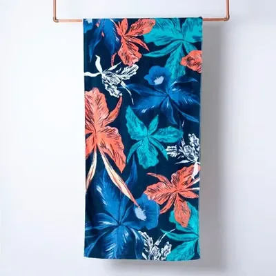 Toalla De Playa Algodón 100% Velour Estampada Coral Claro