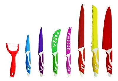 Set Estuche 8 Cuchillos Cocina Acero Inoxidable