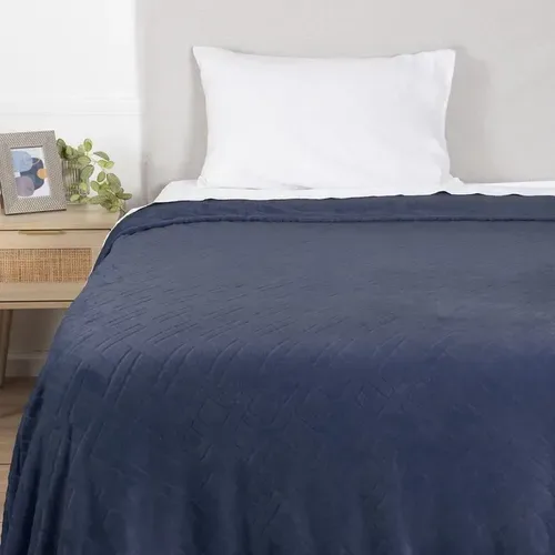 Frazada Flannel Poliéster Suave 1.5 Plazas Azul