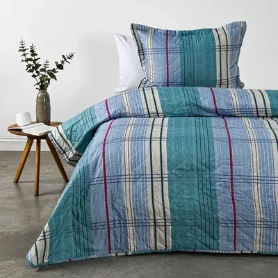 Quilt Cubrecama Estampado 1.5 Plazas Microfibra Coral Claro