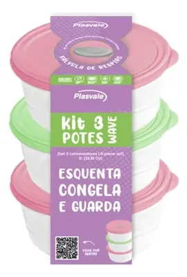 Set Contenedores Redondos Plástico 1l Multiuso Coral Claro