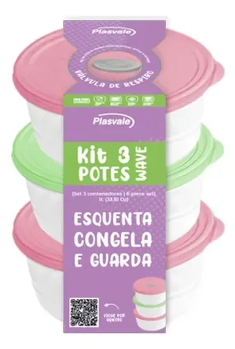 Set Contenedores Redondos Plástico 1l Multiuso Coral Claro