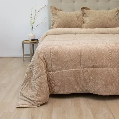 Cubrecama Sherpa Outboss Deluxe 2 Plazas Beige Beige