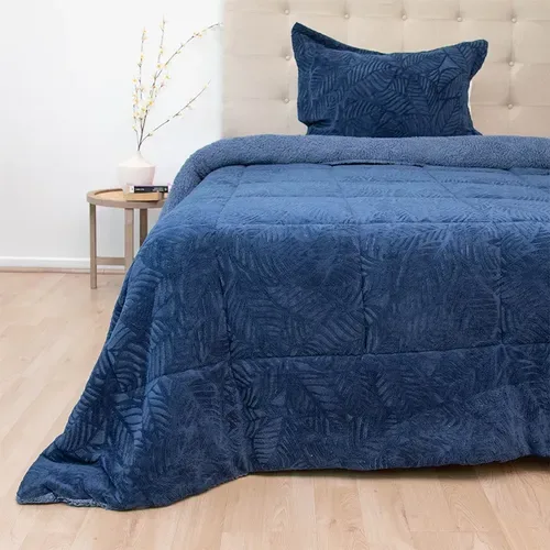 Cubrecama Sherpa Deluxe 1.5 Plazas Azul Poliéster Azul