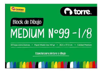 Block De Dibujo Medium 20 Hojas Papel Texturado