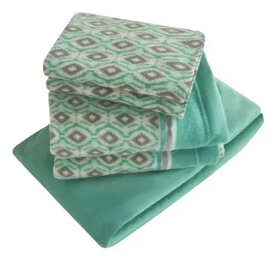 Set De Sábanas Polar Estampadas 2 Plazas Verde Verde