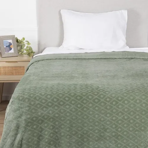 Frazada Coral Embossed Poliéster Térmica Verde
