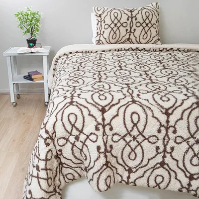 Cubrecama Sherpa Térmico 1.5 Plazas Poliéster Coral Claro