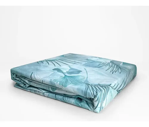 Set De Sábanas Micro Piel 2 Plazas Flores Azuladas Azul