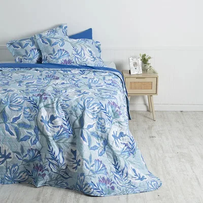 Set De Sábanas Y Quilt 2 Plazas Poliéster Reversible Verde Oscuro