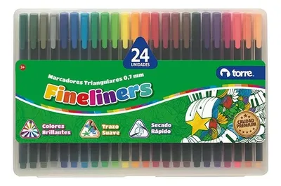 Set Marcadores Fineliner 24 Colores Punta Fina