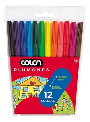 Set Marcadores Plumones 12 Colores Dibujo Coral Claro