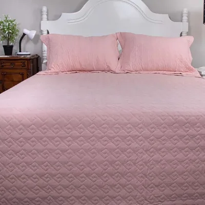 Quilt Velvety 2.5 Plazas Poliéster Rosa Pastel Coral Claro