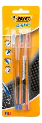 Bolígrafo Bic Cristal Fino Set 3 Unidades Amarillo