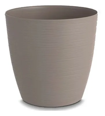 Maceta Redonda Plástico Estilo Piedra 18cm Coral Claro