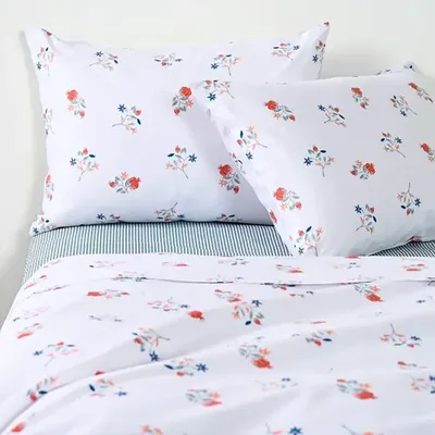 Set De Sábanas Estampadas 144 Hilos Algodón Poliéster Azul