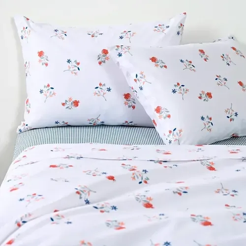 Set De Sábanas Estampadas 144 Hilos Algodón Poliéster Azul