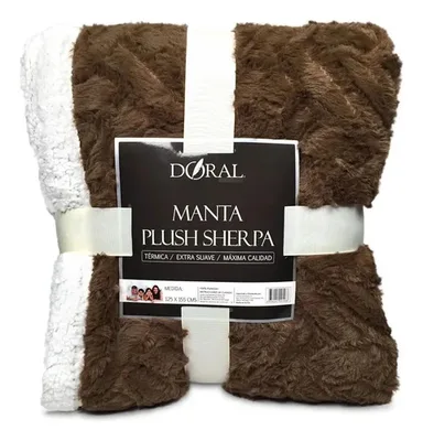 Manta Plush Sherpa Térmica Poliéster 125x155cm Coral Claro