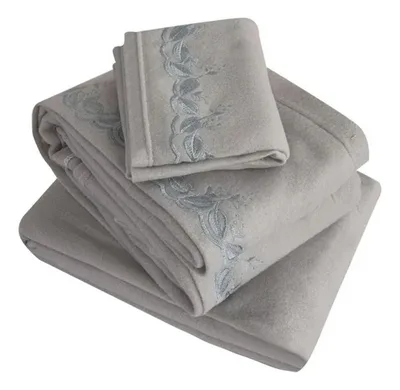 Set De Sábanas Polar Bordada 2 Plazas Gris Gris