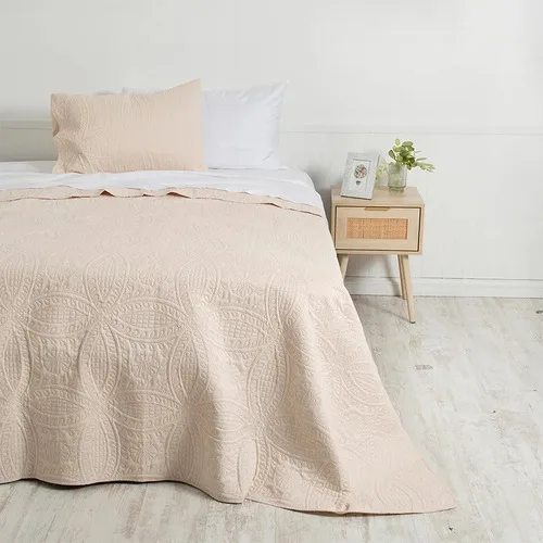 Quilt Reversible Microfibra 1.5 Plazas Portugal Coral Claro